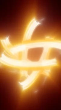 Abstract orange glowing light loop with smooth motion and depth, forming a .. Illustrazione stock