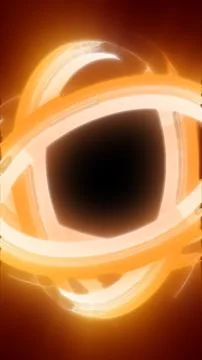 Abstract orange glowing light loop with smooth motion and depth, forming a .. Illustrazione stock