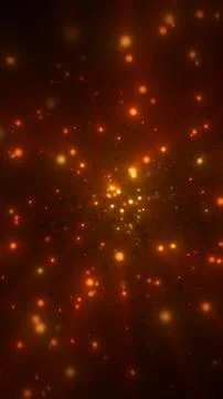 Abstract orange glowing particles and soft bokeh floating across a dark fie.. Stock-Illustration
