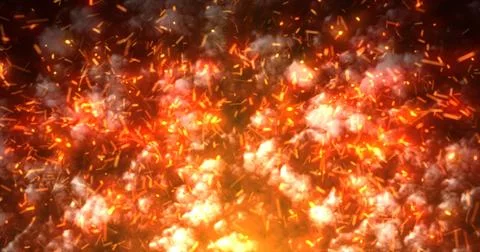 Abstract orange glowing smoke from campfire and flying bright sparks backgrou Stock Illustration