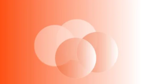 Abstract orange gradient background with overlapping glass circles Illustrazione stock