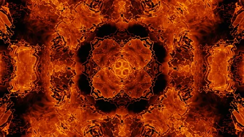 Abstract orange gradient kaleidoscope fire vj loop animation background Stock Footage 219957994