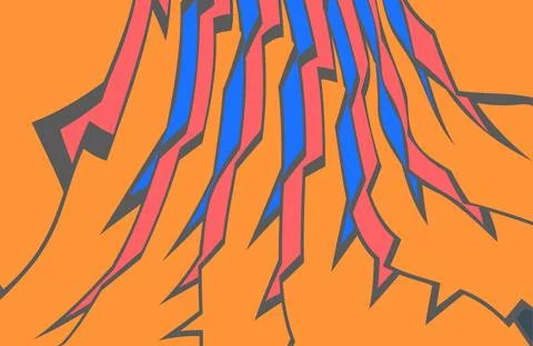 Abstract Orange Graphic With Blue And Pink Jagged Stripes, Dynamic Geometri.. Illustrazione stock