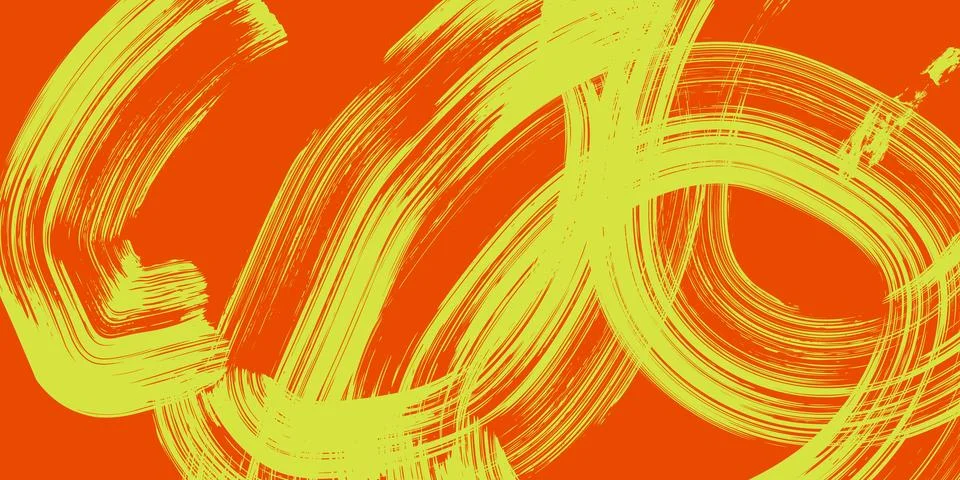 Abstract orange grunge background with dynamic circular yellow brush stroke.. Stock Illustration