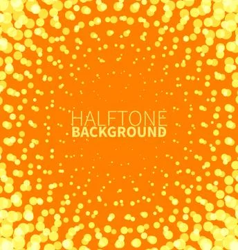 Abstract orange halftone background with yellow dots Stock Illustration