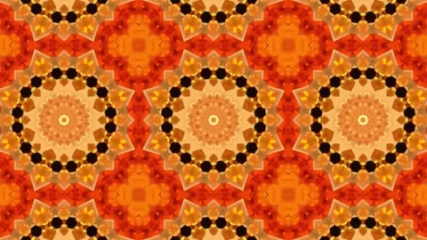 Abstract Orange Kaleidoscope Patterns. 4K Motion Graphics Background. Stock Footage 142423360