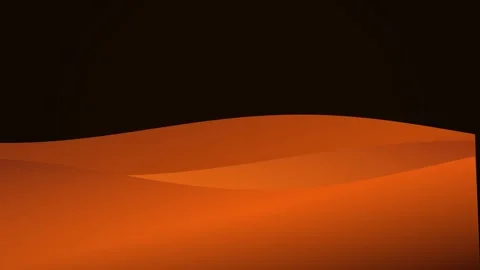 Abstract orange landscape with smooth dunes set against a dark black sky Stockbeeldmateriaal 338310032
