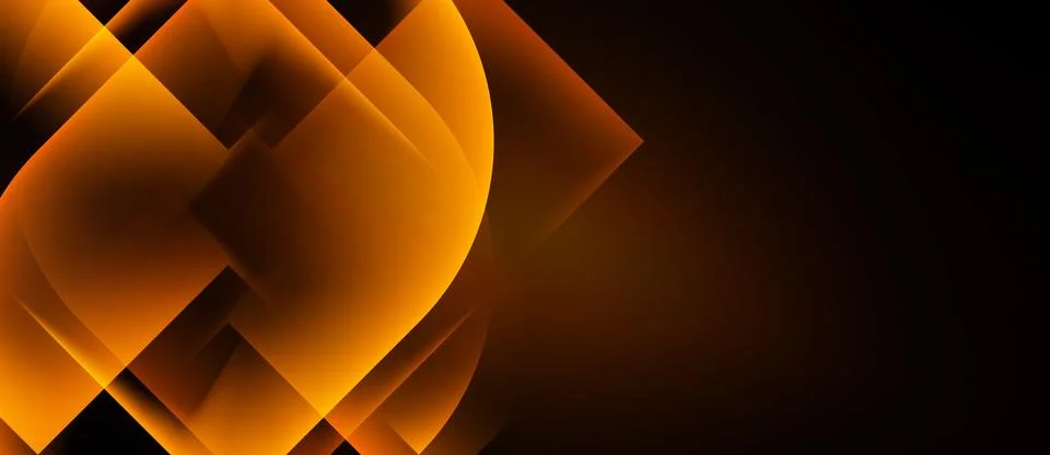 Abstract orange layers create dynamic visual effect. Dark background emphasiz Stock Illustration