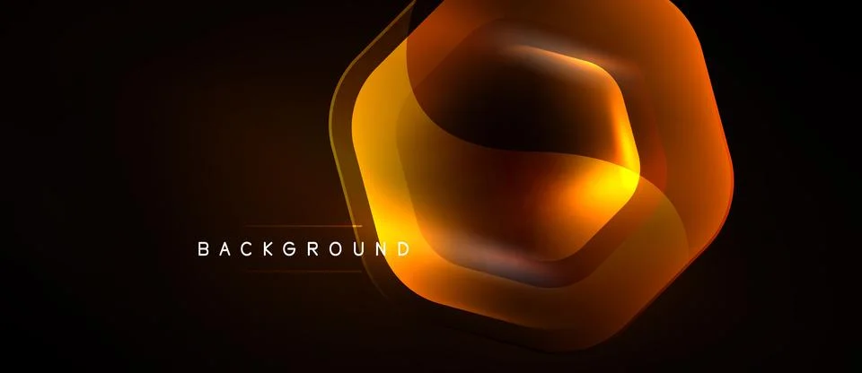 Abstract orange layers overlap, creating dynamic hexagon shape. Dark backgrou Stock Illustration