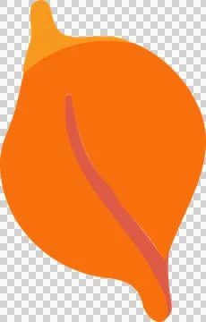 Abstract orange leaf shape with curved red vein is floating in flat design, Illustrazione stock