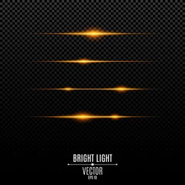 Abstract orange lights on a transparent background. Bright flashes and glare Stock Illustration
