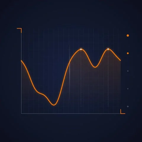 Abstract Orange Line Graph Data Analytics on Dark Blue Background Stock Footage 346283707