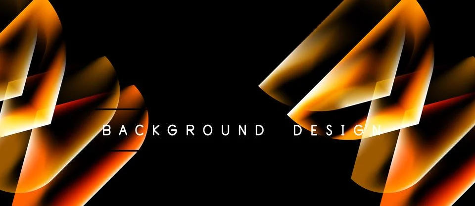 Abstract orange lines create dynamic shapes against black backdrop. Text read Stock Illustration