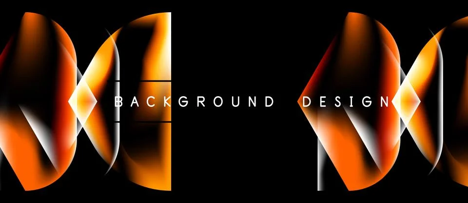 Abstract orange lines, dynamic shapes, black background. Modern design elemen Stock Illustration