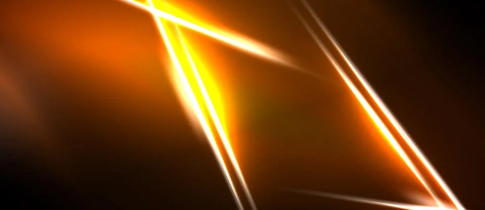 Abstract orange lines intersect dark background. Bright glow emanates from Stock Illustration