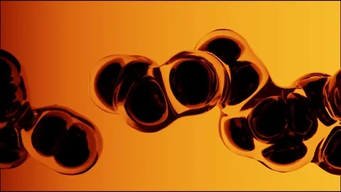 Abstract Orange Liquid Cells Dividing and Merging in Motion Stock Footage 340214132