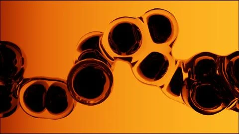 Abstract Orange Liquid Cells Dividing and Merging Illustration