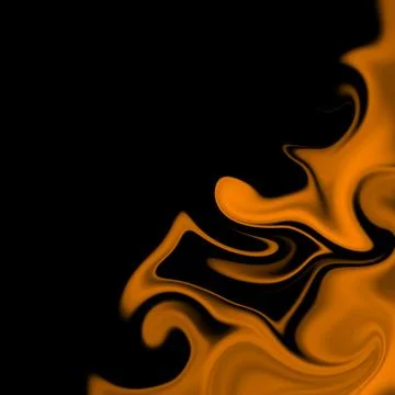 Abstract orange liquid marble background with smooth wavy flow and black shadows Stock Illustration