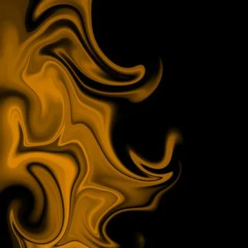 Abstract orange liquid marble background with smooth wavy flow and black shadows Stock Illustration