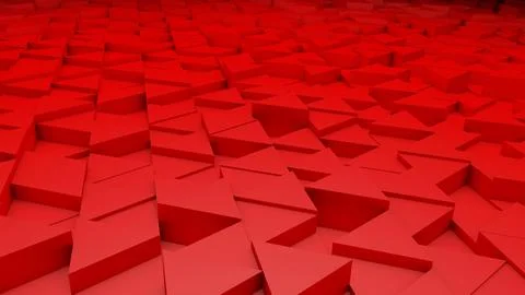 Abstract orange modern architecture 3D background with red triangle in pers.. Stock Illustration