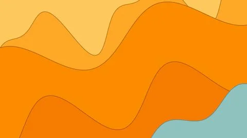 Abstract orange mountain waves rise against golden layers with a cool blue Stock Illustration