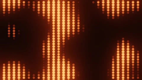 Abstract orange neon dotted audio equalizer waveforms seamless loop background Vídeo Stock 336812134
