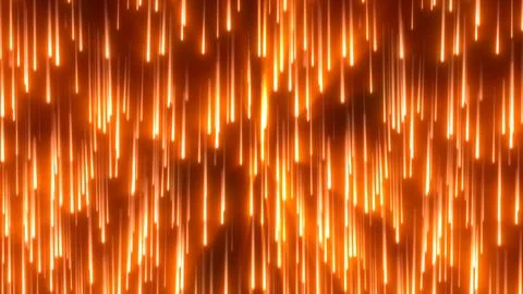 Abstract orange neon light streaks flow downward over a dark background, cr.. Ilustração Stock