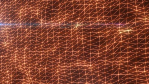 Abstract orange neon mesh with glowing triangular wireframe grid and light .. Stock Footage 323729974