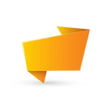 Abstract orange origami speech bubble or banner isolated on white background イラスト素材