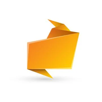 Abstract orange origami speech bubble or banner isolated on white background 스톡 일러스트