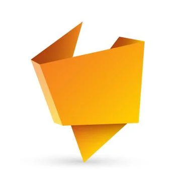 Abstract orange origami speech bubble or banner isolated on white background Illustrazione stock
