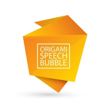 Abstract orange origami speech bubble or banner isolated on white background Illustrazione stock