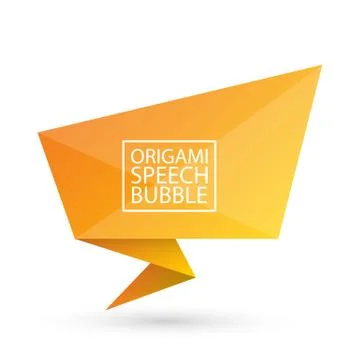 Abstract orange origami speech bubble or banner isolated on white background Stockillustratie