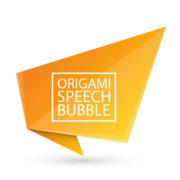 Abstract orange origami speech bubble or banner isolated on white background Stockillustratie
