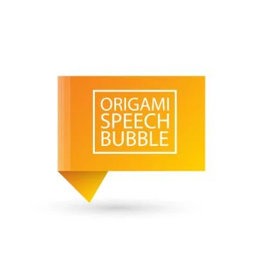 Abstract orange origami speech bubble or banner isolated on white background Stockillustratie