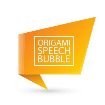 Abstract orange origami speech bubble or banner isolated on white background 스톡 일러스트