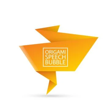 Abstract orange origami speech bubble or banner isolated on white background Illustrazione stock