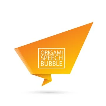 Abstract orange origami speech bubble or banner isolated on white background Stockillustratie