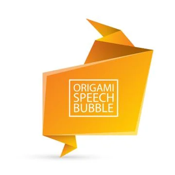 Abstract orange origami speech bubble or banner isolated on white background 스톡 일러스트