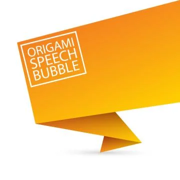 Abstract orange origami speech bubble or banner isolated on white background 스톡 일러스트