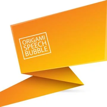 Abstract orange origami speech bubble or banner isolated on white background Stock Illustration