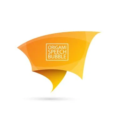 Abstract orange origami speech bubble or banner isolated on white background Illustrazione stock