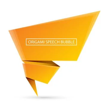 Abstract orange origami speech bubble or banner isolated on white background イラスト素材
