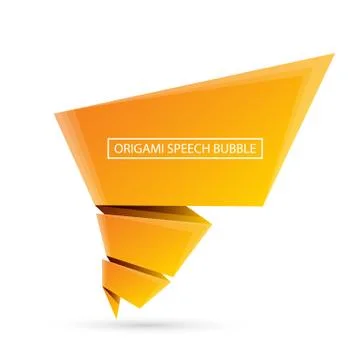 Abstract orange origami speech bubble or banner isolated on white background Stockillustratie