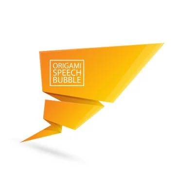 Abstract orange origami speech bubble or banner isolated on white background Stock Illustration