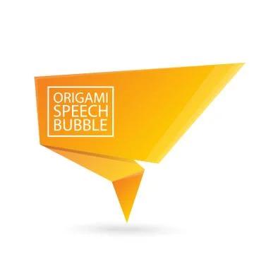 Abstract orange origami speech bubble or banner isolated on white background Stockillustratie