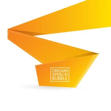 Abstract orange origami speech bubble or banner isolated on white background 스톡 일러스트