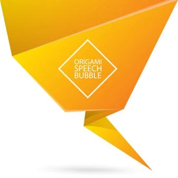 Abstract orange origami speech bubble or banner isolated on white background Stockillustratie