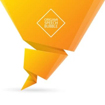 Abstract orange origami speech bubble or banner isolated on white background Stock Illustration