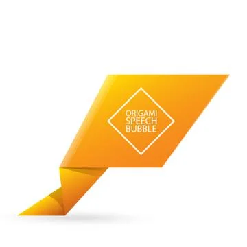 Abstract orange origami speech bubble or banner isolated on white background イラスト素材